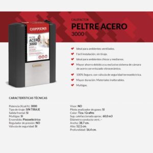 CALEFACTOR COPPENS PELTRE ACERO 3000 SIN/SALIDA